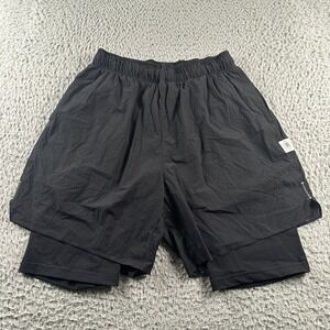 Reigning Champ Men's Black Small Athletic 2-in-1 Running Shorts‎ Performance